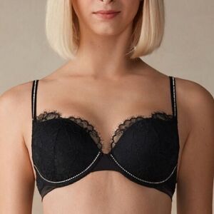 Intimissimi Black Rhinestone Shine High Like Stars Elettra Super Push-up Bra
